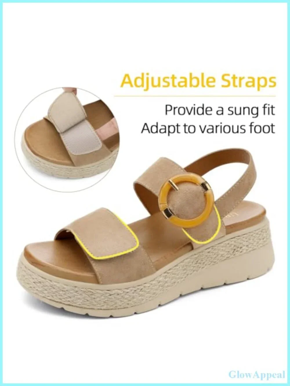 Womens Platform Wedge Sandals Faux Suede Orthopedic Arch Support